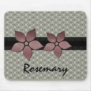 Damask Flowers Striped Border Mousepad