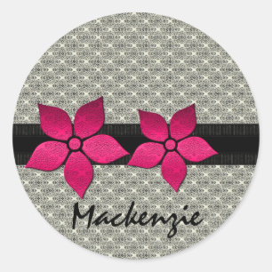Damask Flowers Striped Border Stickers