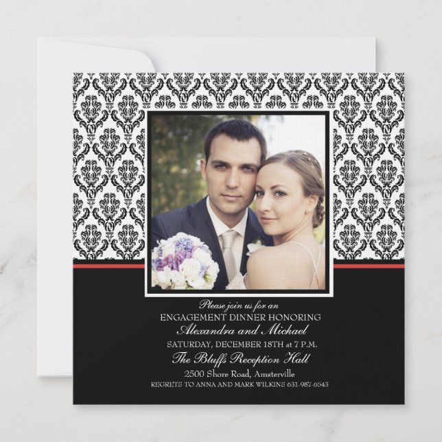 Damask Formal Photo Invitation (Front)
