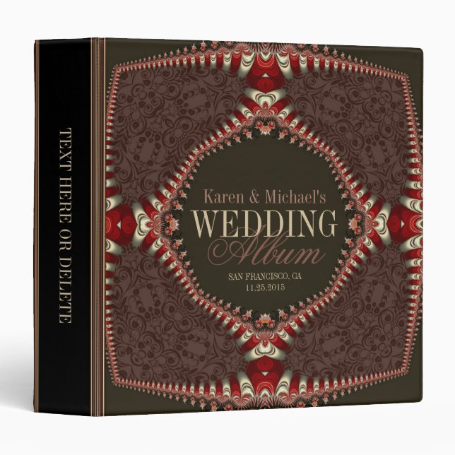 Damask Fractal Lace Wedding Album Binder (Front/Spine)