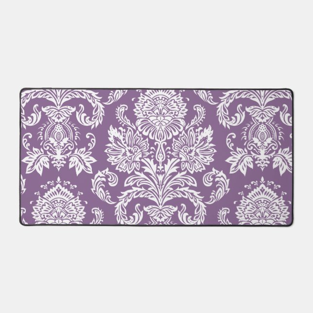 Damask French Lilac Basic Colour Complementing Desk Mat (Front)
