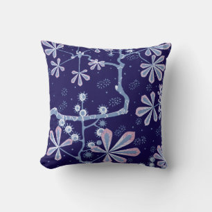 Damask Frost Flower Throw Pillow