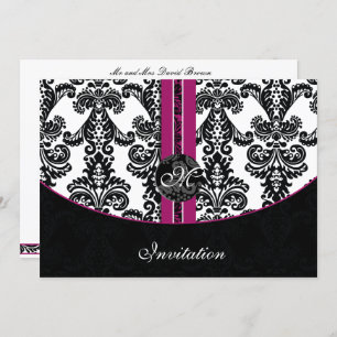 damask fuchsia faire-part de mariage