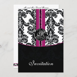 damask fuchsia faire-part de mariage