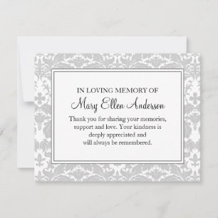 Damask Funeral Note Card Flat Bereavement Note