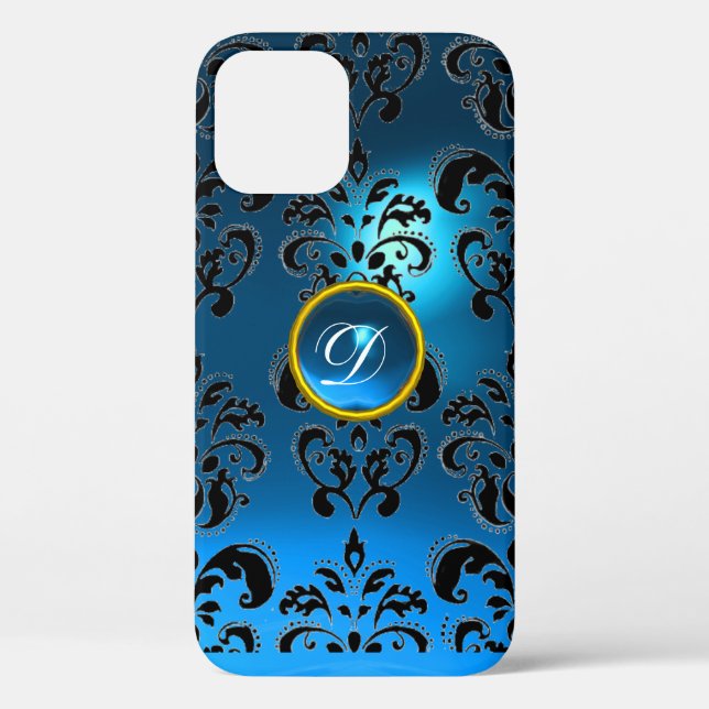 DAMASK GEM MONOGRAM blue Case-Mate iPhone Case (Back)