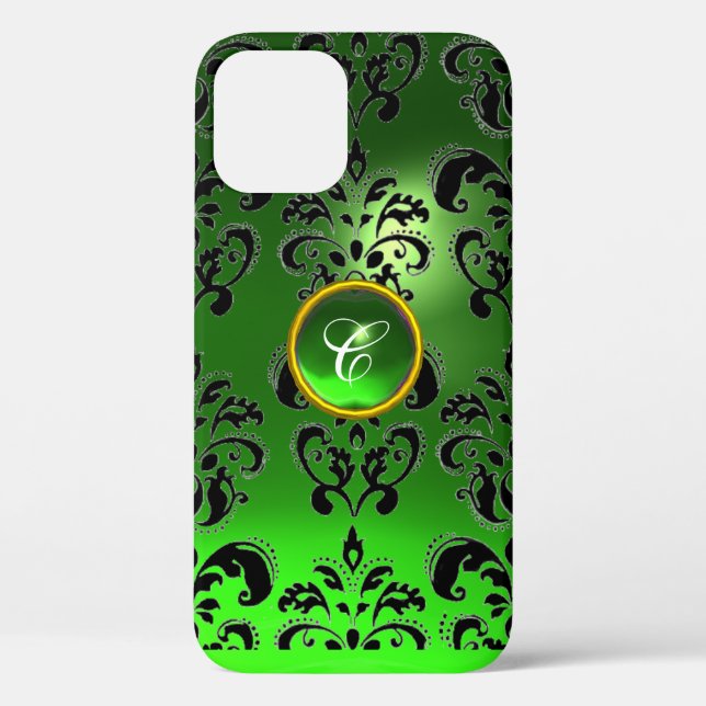 DAMASK GEM MONOGRAM green Case-Mate iPhone Case (Back)