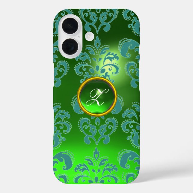DAMASK GEM MONOGRAM green Case-Mate iPhone Case (Back)