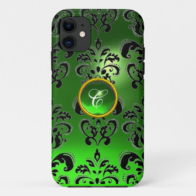 DAMASK GEM MONOGRAM green Case-Mate iPhone Case (Back)