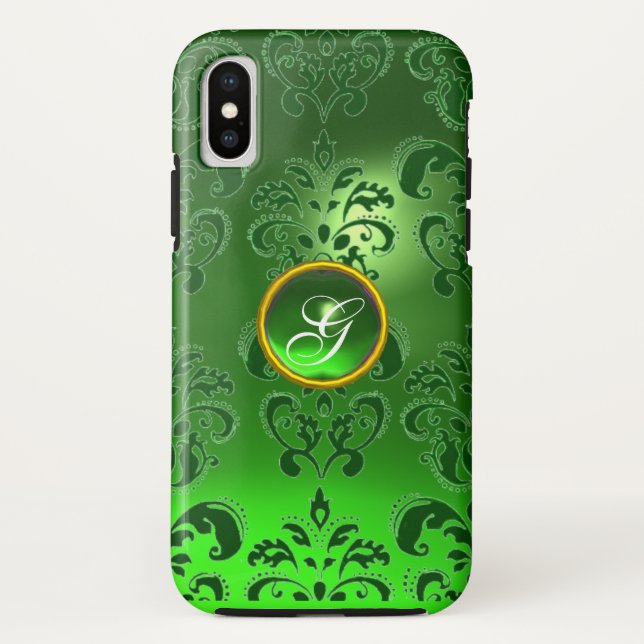DAMASK GEM MONOGRAM green Case-Mate iPhone Case (Back)