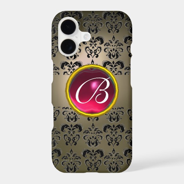 DAMASK GEM MONOGRAM grey black pink fuchsia (Back)