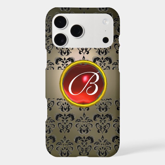 DAMASK GEM MONOGRAM grey black red (Back)