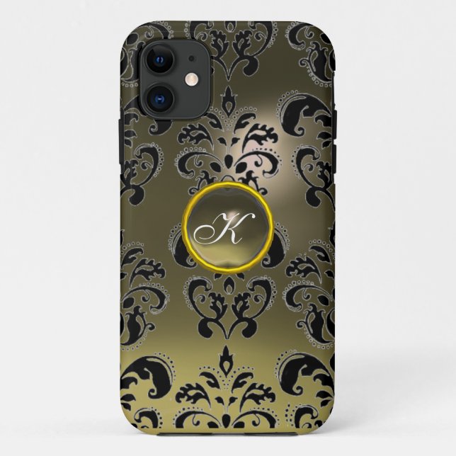 DAMASK GEM MONOGRAM grey Case-Mate iPhone Case (Back)