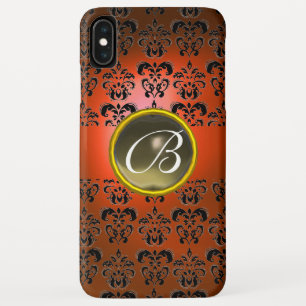 DAMASK GEM MONOGRAM orange black grey iPhone XS Max Case