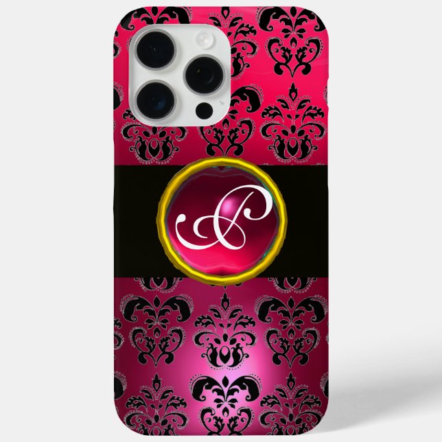DAMASK GEM MONOGRAM Pink Red Ruby Case-Mate iPhone Case (Back)