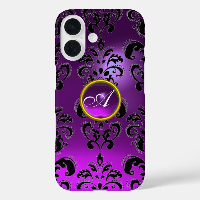 DAMASK GEM MONOGRAM purple Case-Mate iPhone Case (Back)