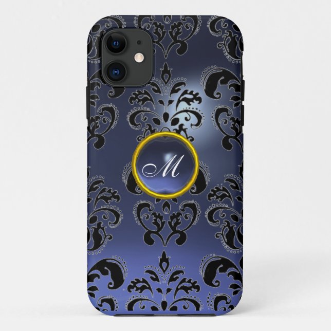 DAMASK GEM MONOGRAM purple dark Case-Mate iPhone Case (Back)
