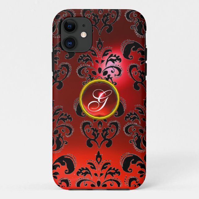 DAMASK GEM MONOGRAM red Case-Mate iPhone Case (Back)