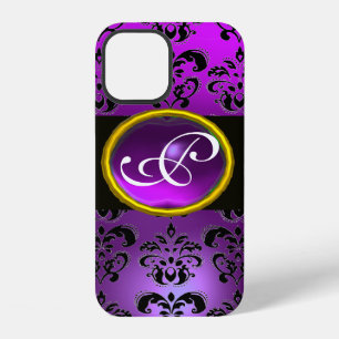 DAMASK GEM MONOGRAM Violet  Purple Amethyst iPhone 12 Case