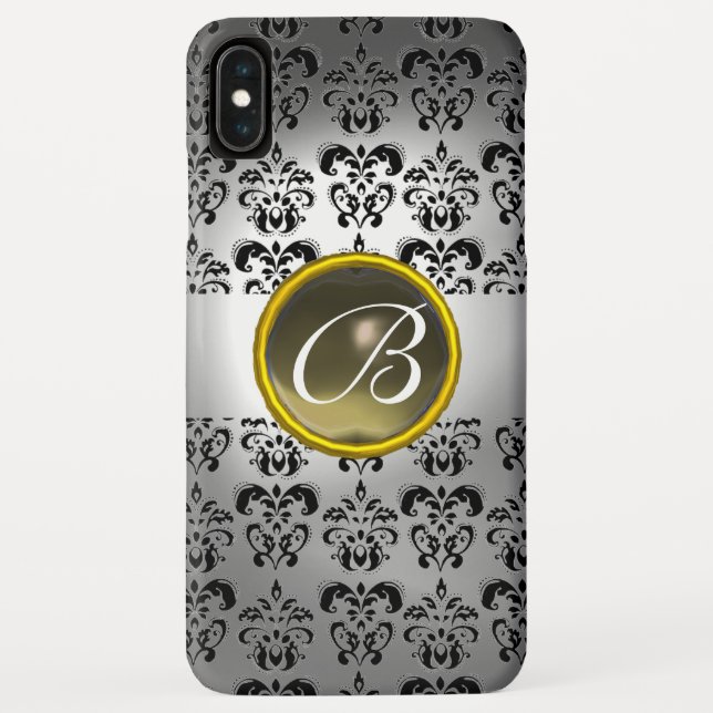 DAMASK GEM MONOGRAM white black grey Case-Mate iPhone Case (Back)