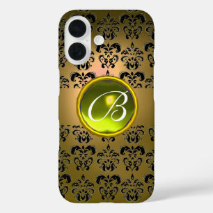 DAMASK GEM MONOGRAM yellow black iPhone 16 Case