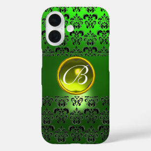DAMASK GEM MONOGRAM Yellow green iPhone 16 Case