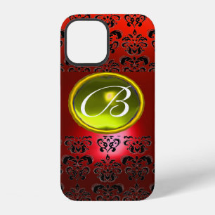 DAMASK GEM MONOGRAM Yellow red iPhone 12 Case