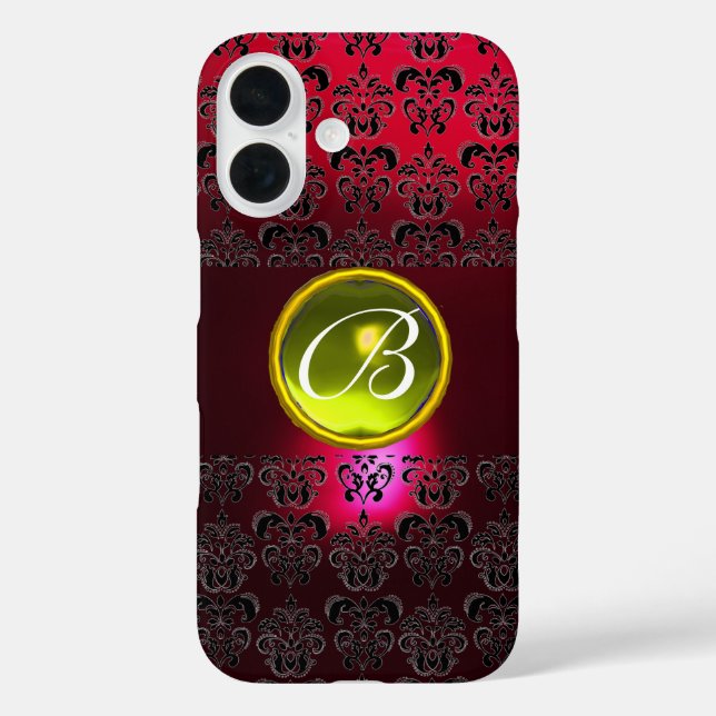 DAMASK GEM MONOGRAM Yellow Topaz ,Red Ruby Case-Mate iPhone Case (Back)