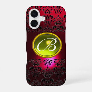 DAMASK GEM MONOGRAM Yellow Topaz ,Red Ruby iPhone 16 Case