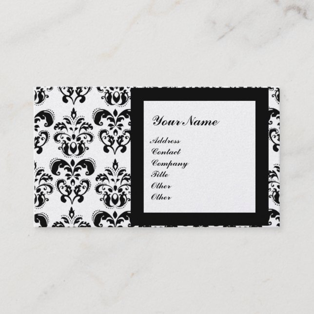 DAMASK GEM STONE MONOGRAM,3 platinum Business Card (Front)