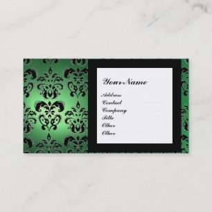 DAMASK GEM STONE MONOGRAM green Business Card