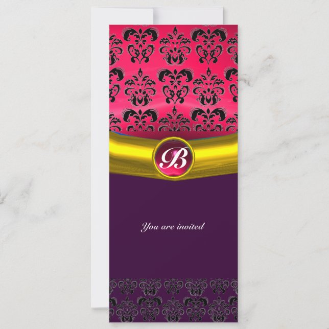 DAMASK GEM STONE MONOGRAM INVITATION (Front)