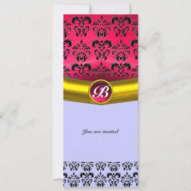 DAMASK GEM STONE MONOGRAM INVITATION (Front)