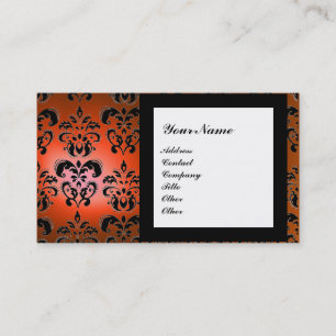 DAMASK GEM STONE MONOGRAM orange Business Card