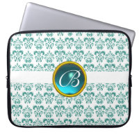 DAMASK GEM STONE MONOGRAM white blue
