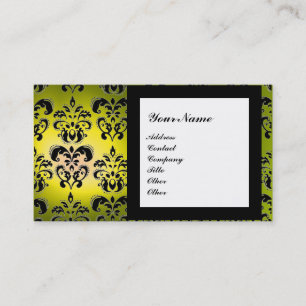 DAMASK GEM STONE MONOGRAM yellow Business Card