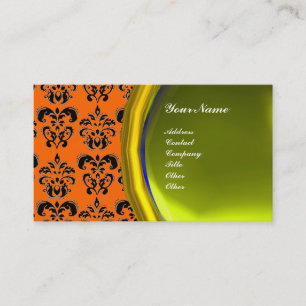 DAMASK GEM STONE MONOGRAM,yellow topaz ,violet Business Card