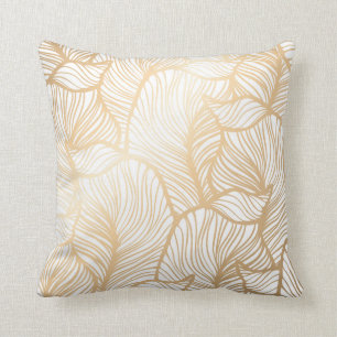 Damask Gold Floral Pattern Throw Pillow