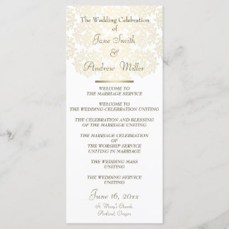 Damask gold pattern Wedding Programs