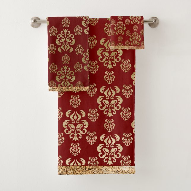 Damask Gold Red Elegant Modern (En situation)