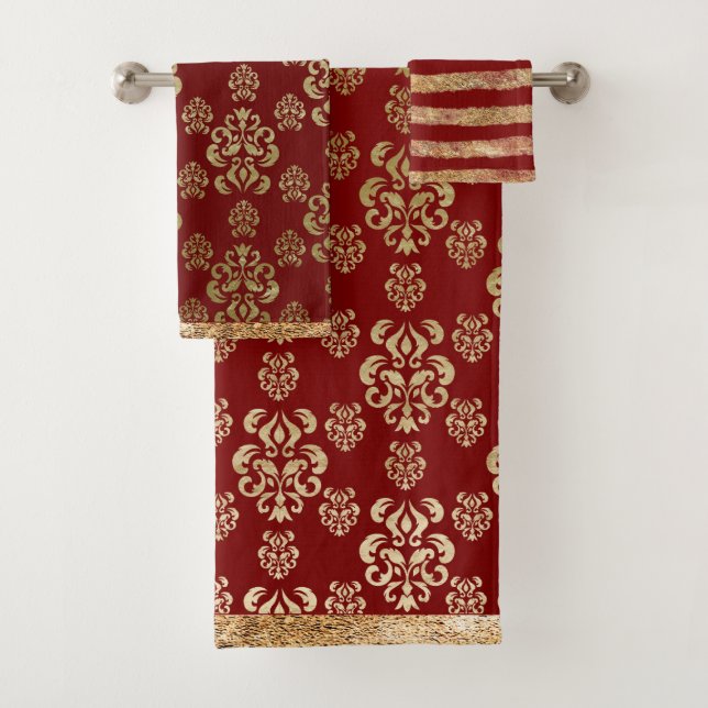 Damask Gold Red Elegant Moderne Plutôt (En situation)