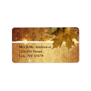 Damask Golden Leaves Fall Wedding Address Labels