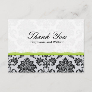 Damask Green Wedding Thank You Card