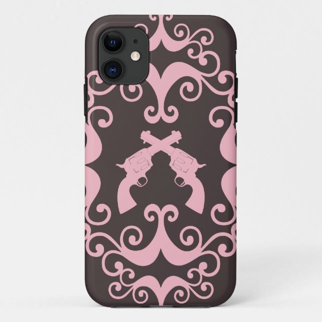 Damask guns grunge western pink goth pattern Case-Mate iPhone case (Back)