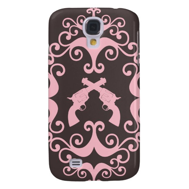 Damask guns grunge western pink goth pattern Case-Mate samsung galaxy case (Back)
