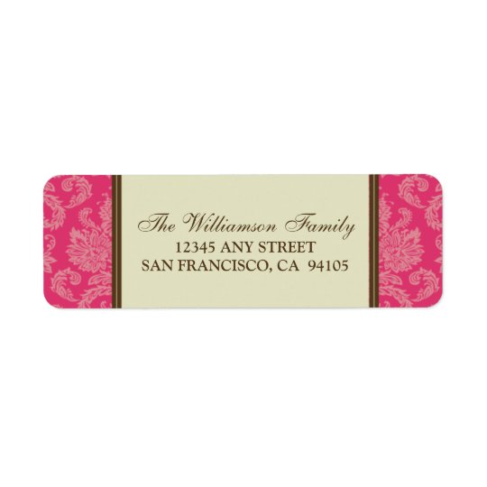 Damask Holiday Return Address Labels (fuchsia)