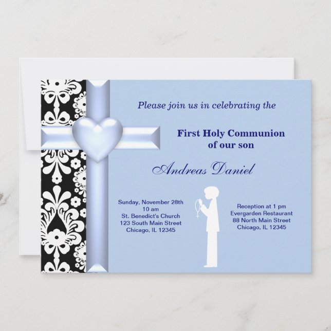 Damask Holy Communion Invitation (Front)