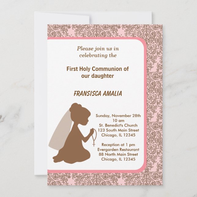 Damask Holy Communion Invitation (Front)