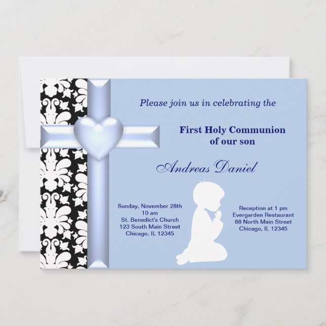 Damask Holy Communion Invitation (Front)