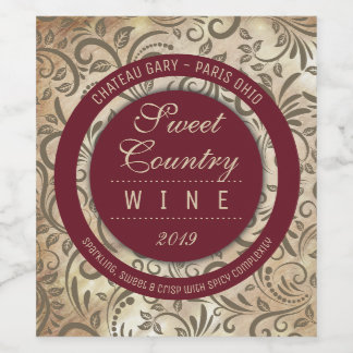 Damask homemade red wine cider shrub vinegar label